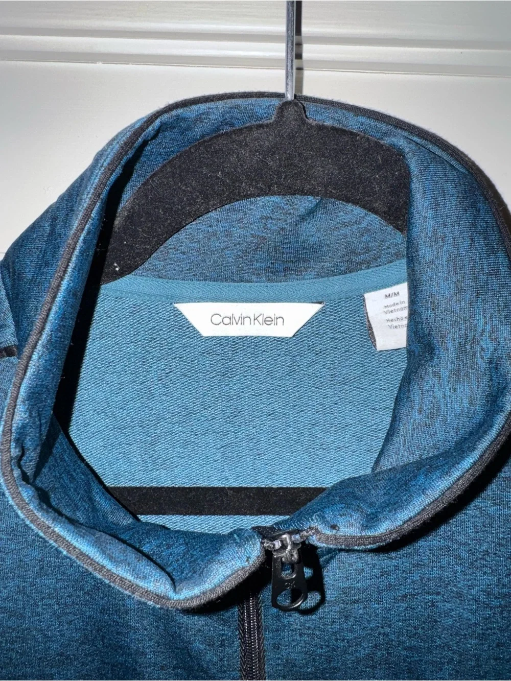 Calvin Klein Men’s Teal-Blue Zip Sweater